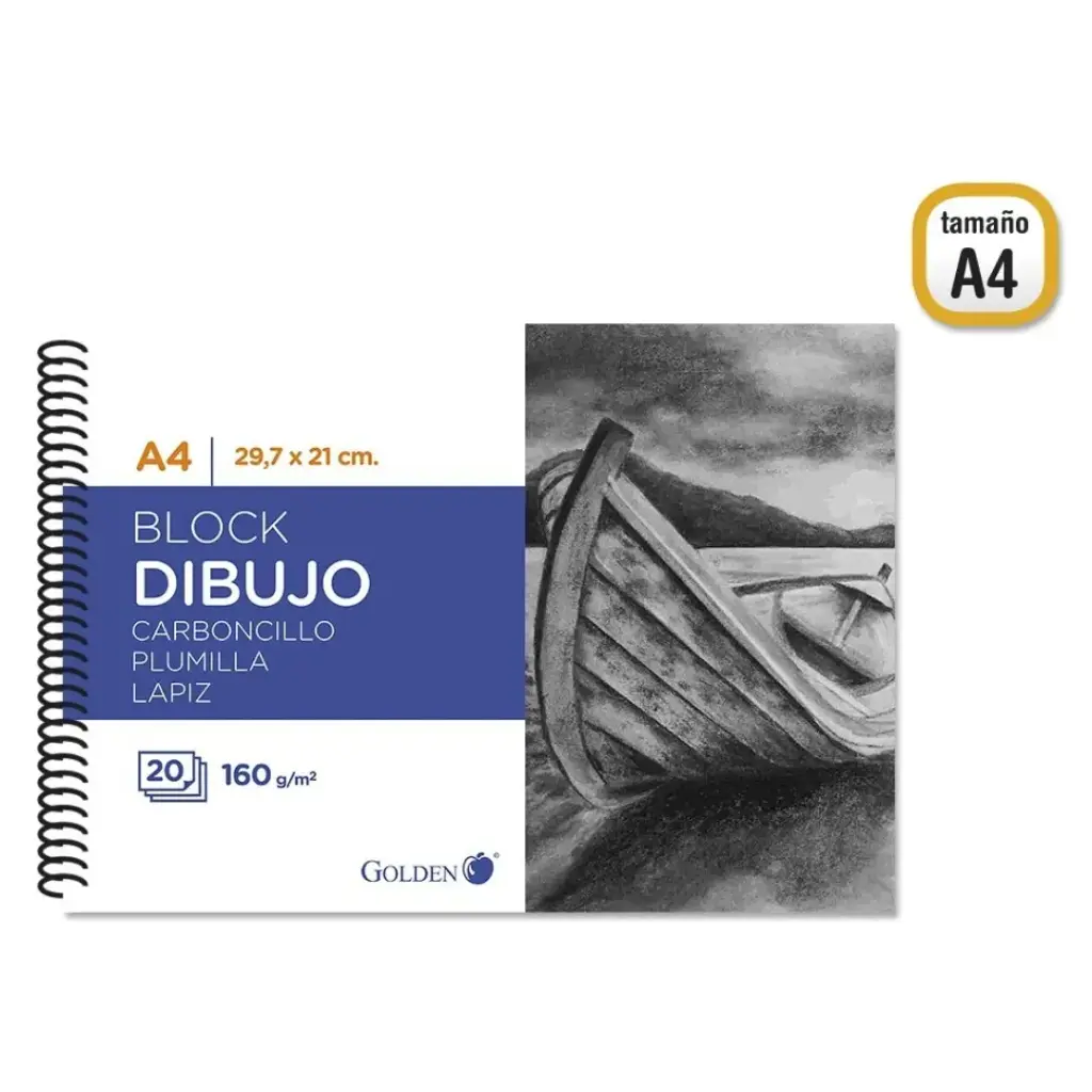 CUADERNO DE DIBUJO A4.160 GRM.30 H.LISO - GOLDEN