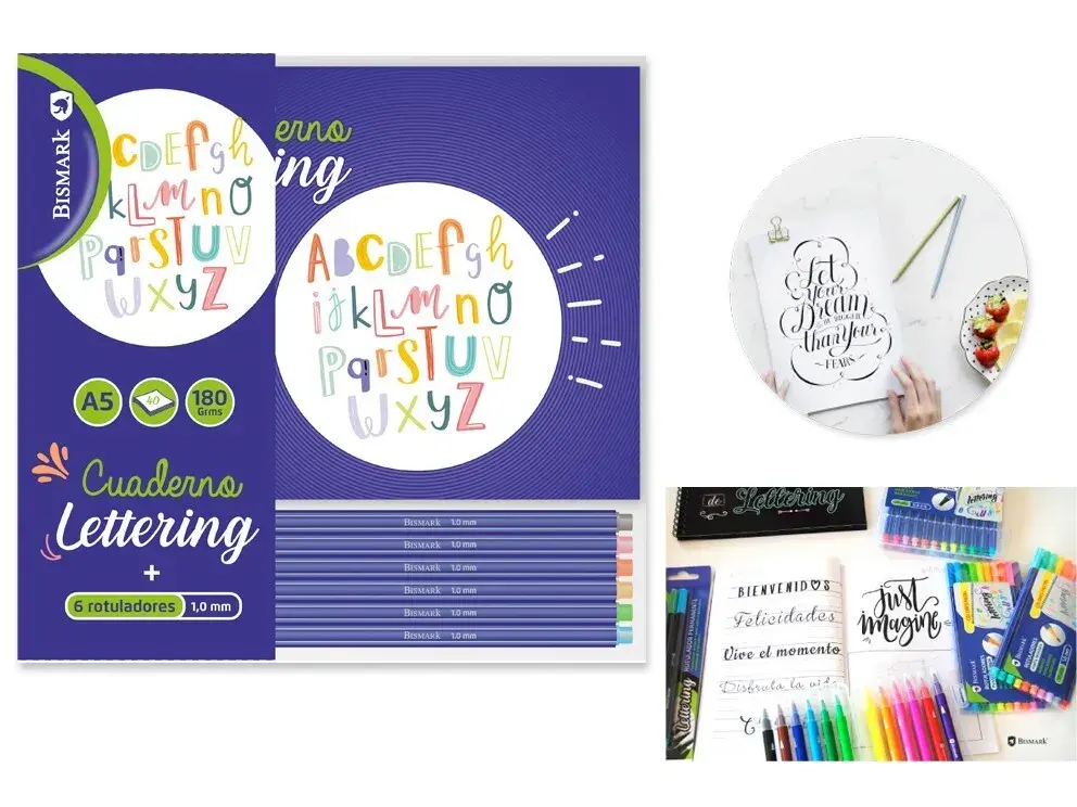 CUADERNO DE LETTERING A5 +6 ROTULADORES PUNTA FINA