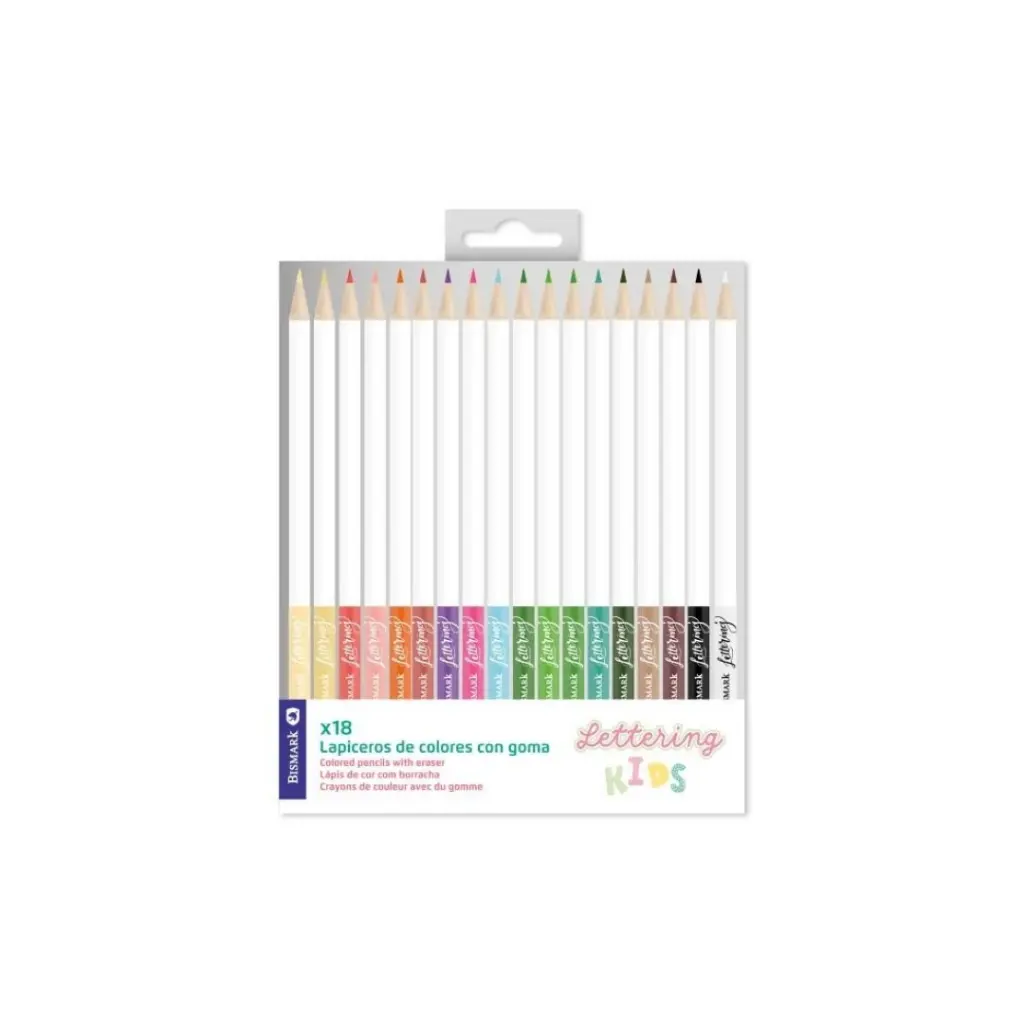 LAPICEROS DE COLORES 18 LETTERING INFANTIL CON GOMA