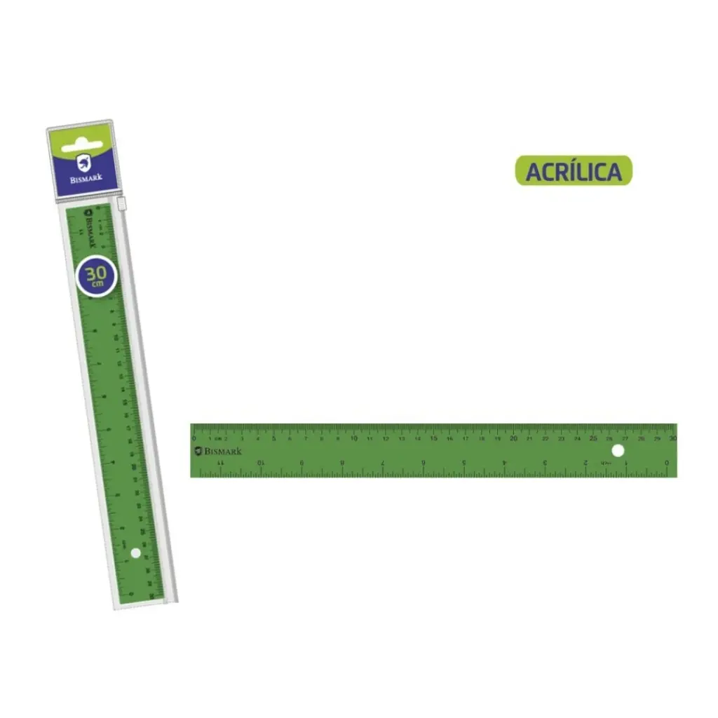 REGLA ACRÍLICA VERDE 30 CM EN FUNDA