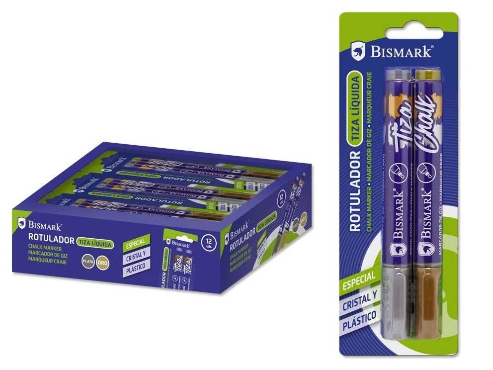 ROTULADOR TIZA BISMARK (PACK 2) DORADO Y PLATEADO