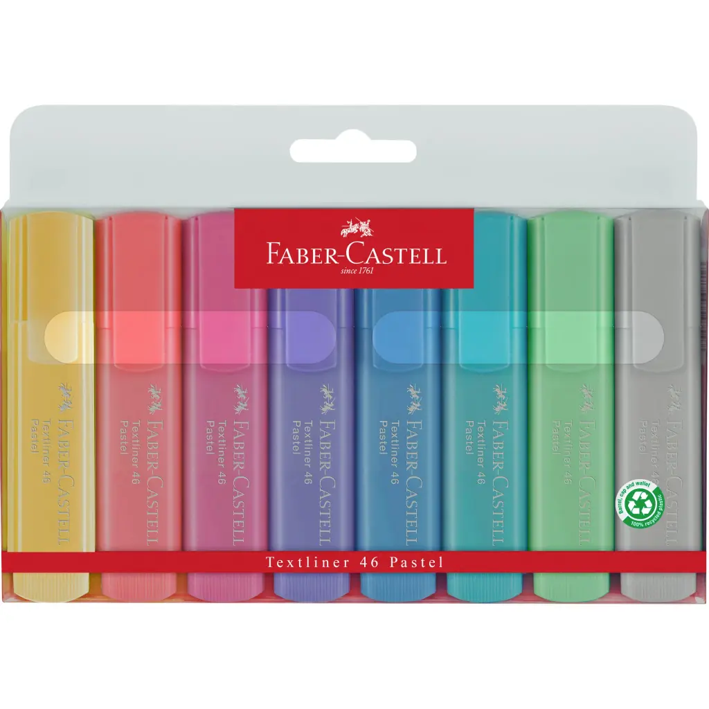 ROTULADOR FABER CASTELL FLUORESCENTE TEXTLINER 46 PASTE ESTUCHE 8 UNIDADES COLORES SURTIDOS