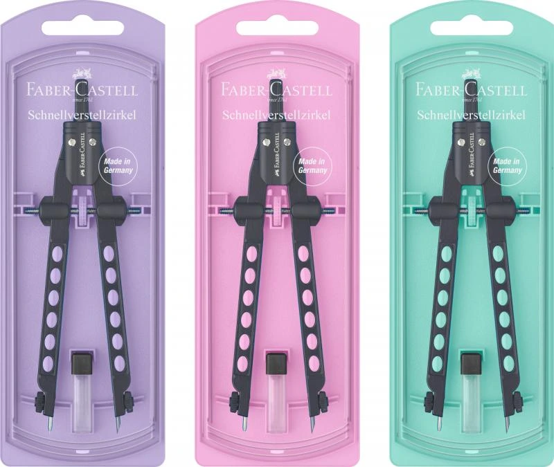 FABER CASTELL COMPÁS ARTICULADO DE AJUSTE RÁPIDO Y ADAPTADOR UNIVERSAL 17MCM C/RECAMBIO PASTEL