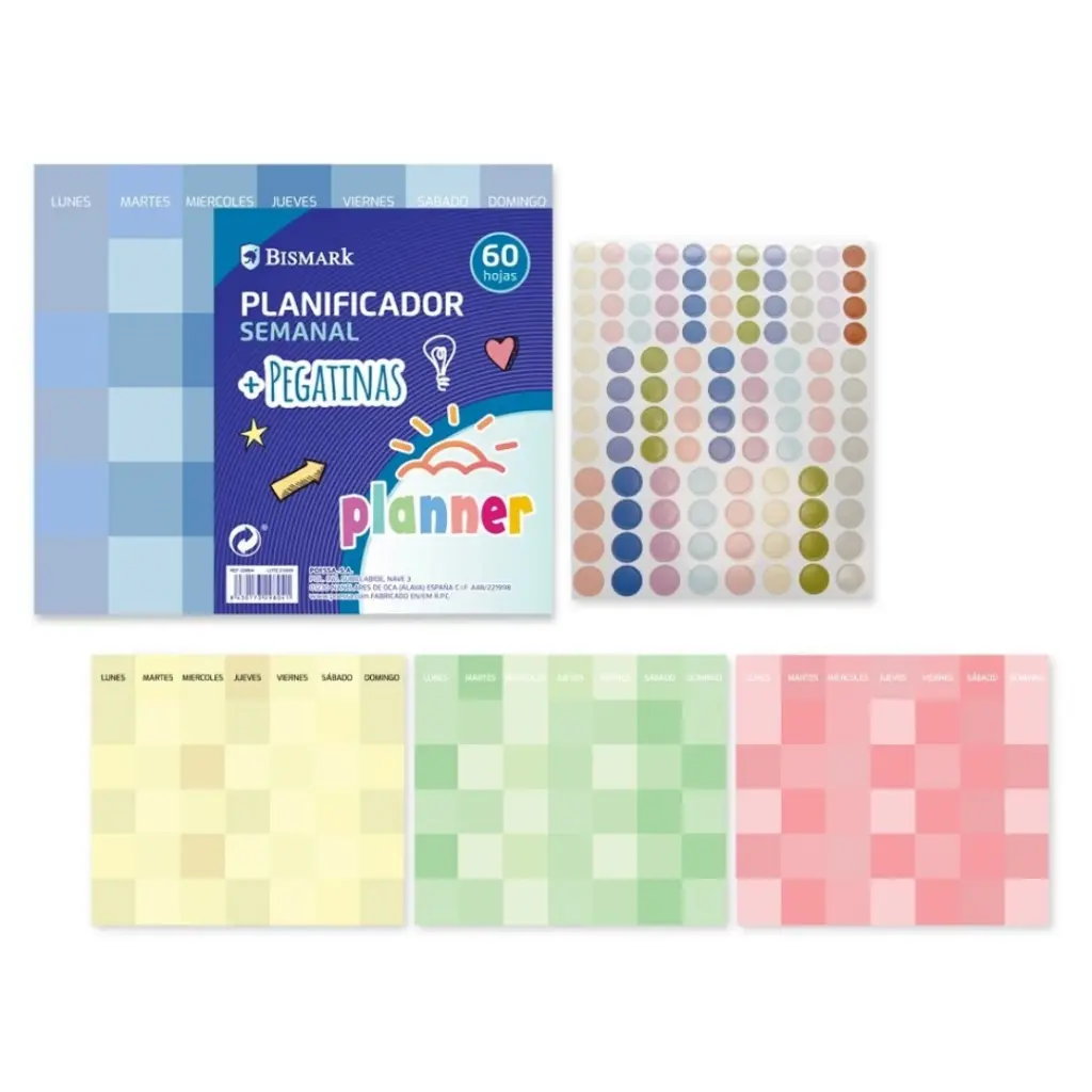  PLANIFICADOR SEMANAL ADHESIVO 15.3X13.5 C/STICKERS 