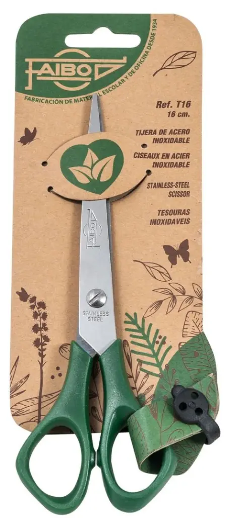 TIJERAS OFICINA MANGO DE PLÁSTICO VERDE OSCURO FAIBO 