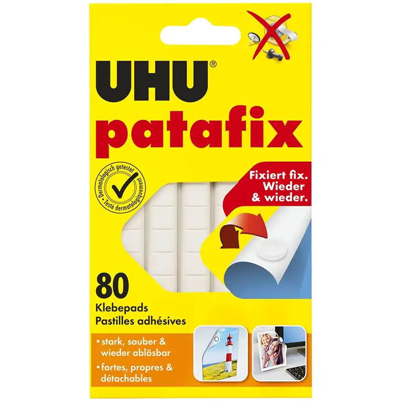 UHU MASILLA DE FIJACIÓN PATAFIX ADHESIVO REMOVIBLE 80 PASTILLAS