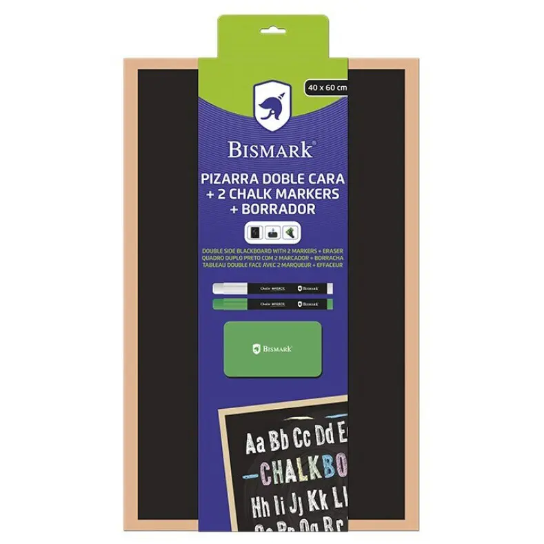 PIZARRA NEGRA + 2 ROTULADORES TIZA +BORRADOR - bismark