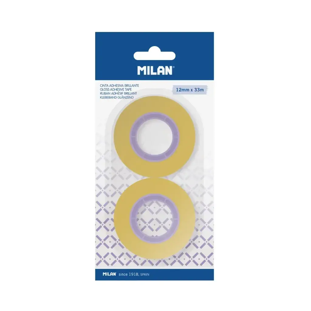 2 cintas adhesivas brillantes (amarillo transparente) 12 mm P.V.P.