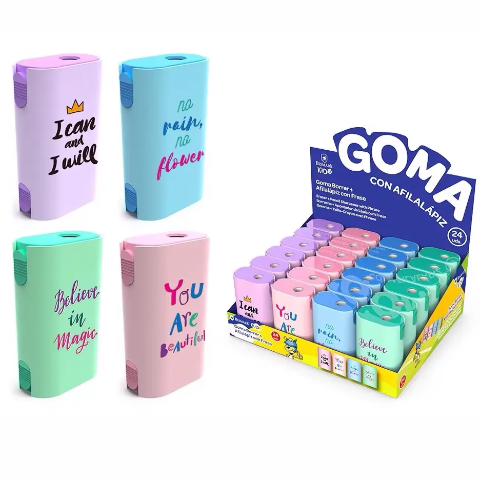 GOMA DE BORRAR + AFILALAPIZ CON FRASES - BISMARK -
