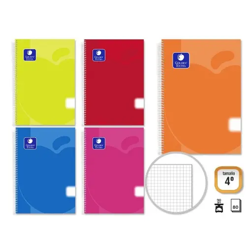 [325884] CUADERNO EXTRA T.P. 4º 80H. 90gr CUADROS - GOLDEN