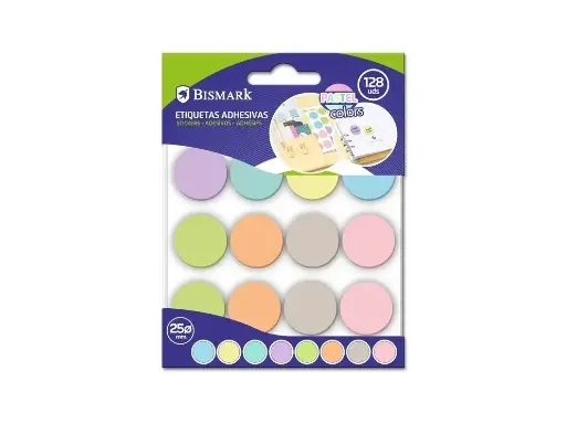 [329954] ETIQUETAS ADHESIVAS PASTEL CIRCULOS 16x8 uds