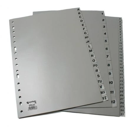 [44409071] JUEGO DE ABECEDARIO FOLIO 16 TALADROS PP OPACO GRIS - GRAFOPLAS -