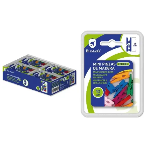 [328555] MINI PINZAS MADERA 35MM COLORES