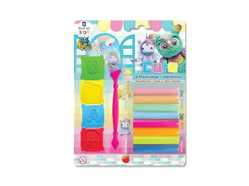 [331383] PLASTILINA 8 COLORES C/ 4 MOLDES Y CORTADOR