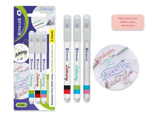 [330009] ROTULADORES DOBLE LINEA BICOLOR LETTERING 3 UDS