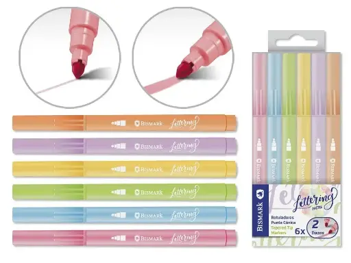 [331048] ROTULADORES PUNTA CONICA 6 COLORES LETTERING PASTEL
