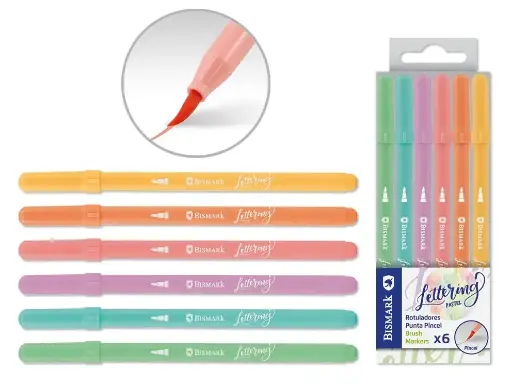 [331153] ROTULADORES PUNTA PINCEL LETTERING PASTEL 6 UND