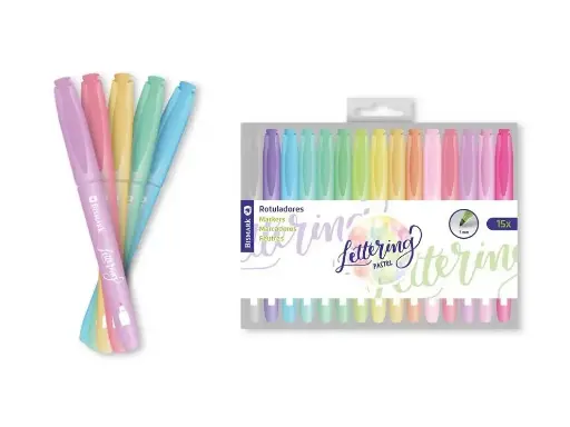 [331256] ROTULADORES PUNTA REDONDA LETTERING PASTEL 15 UND