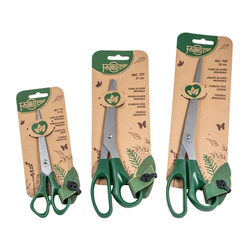 TIJERAS OFICINA MANGO DE PLÁSTICO VERDE OSCURO FAIBO 