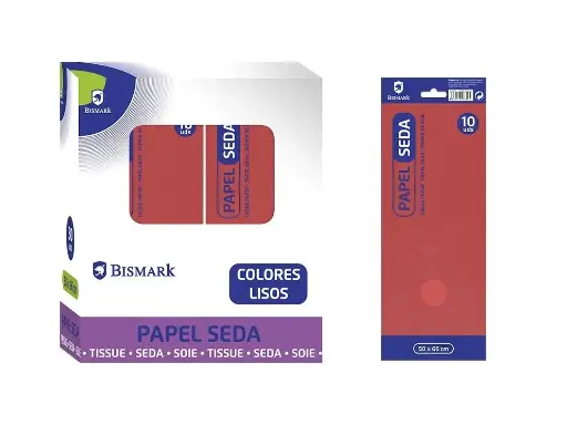 [326612] PAPEL SEDA LISO ROJO. BOLSA 10 HOJAS