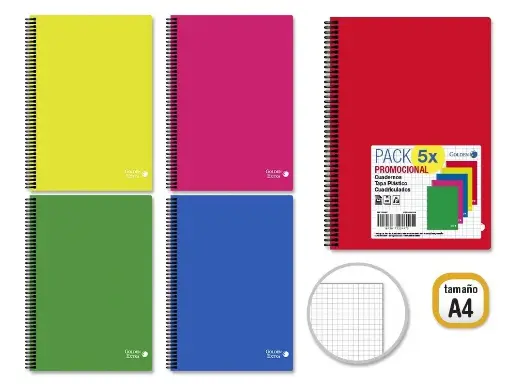 CUADERNO BASIC TAPA PLÁSTICO - A4 - 80 hojas - 90 grs - CUADRICULADO   - GOLDEN -