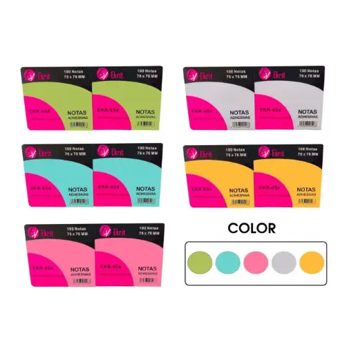 [EKR-654] BLOC NOTAS ADHESIVAS 76X76 MM AMARILLAS 100 HOJAS EKRIT