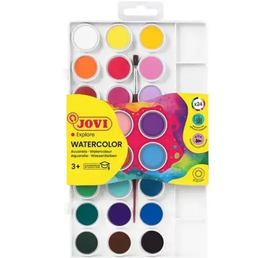  PACK ACUARELAS EN PASTILLAS 22MM CON PINCEL WATECOLOR - JOVI -