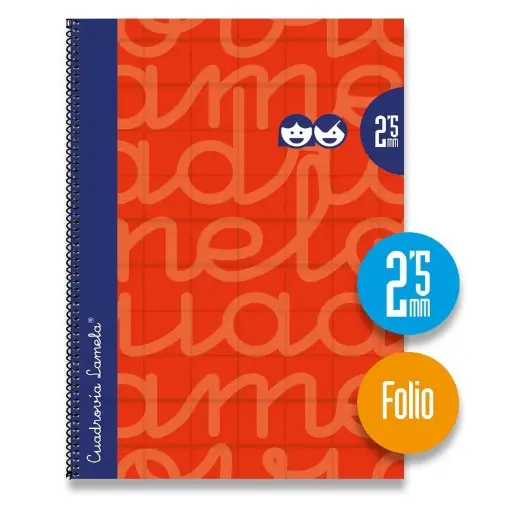 CUADERNO CUADROVÍA ESPIRAL TAMAÑO FOLIO,  80 HOJAS 70GR, con margen, tapa dura, colores surtidos - LAMELA -