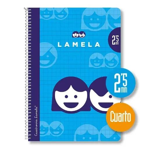 CUADERNO CUADROVÍA ESPIRAL TAMAÑO CUARTILLA, 4º, 40 HOJAS 70GR, con margen, con cubierta básica, colores surtidos - LAMELA - 