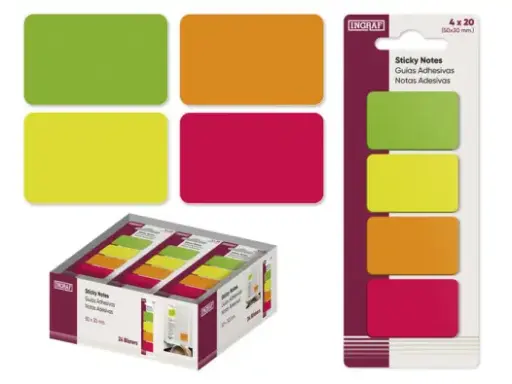 [329118] NOTAS ADHESIVAS 50x30 MM, 4 COLORES - INGRAF -