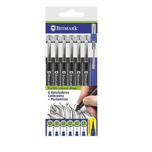 [330613] SET 6 ROTULADORES CALIBRADOS + PORTAMINAS - BISMARK -
