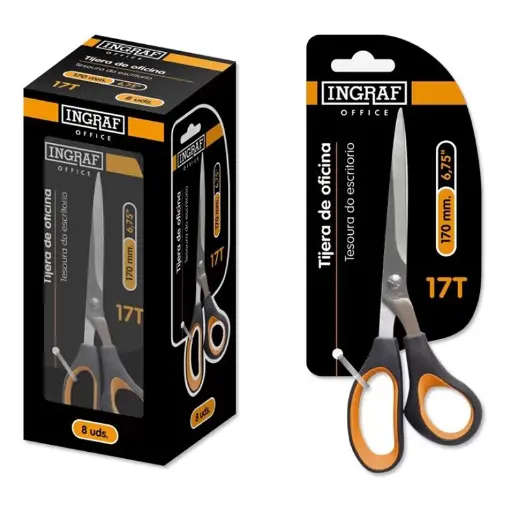 TIJERAS DE OFICINA - BLISTER - INGRAF OFFICE