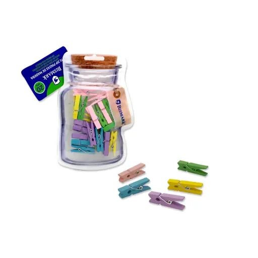 [330118] BOTE PINZAS DE MADERA 20 UNIDADES - BISMARK -