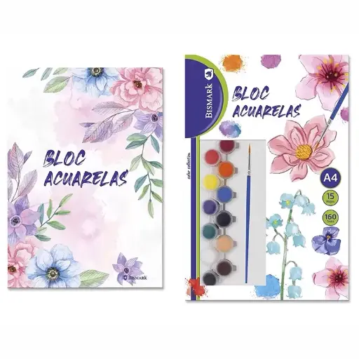 [330115] BLOC ACUARELAS +12 ACUARELAS 3 ml + PINCEL - BISMARK - 